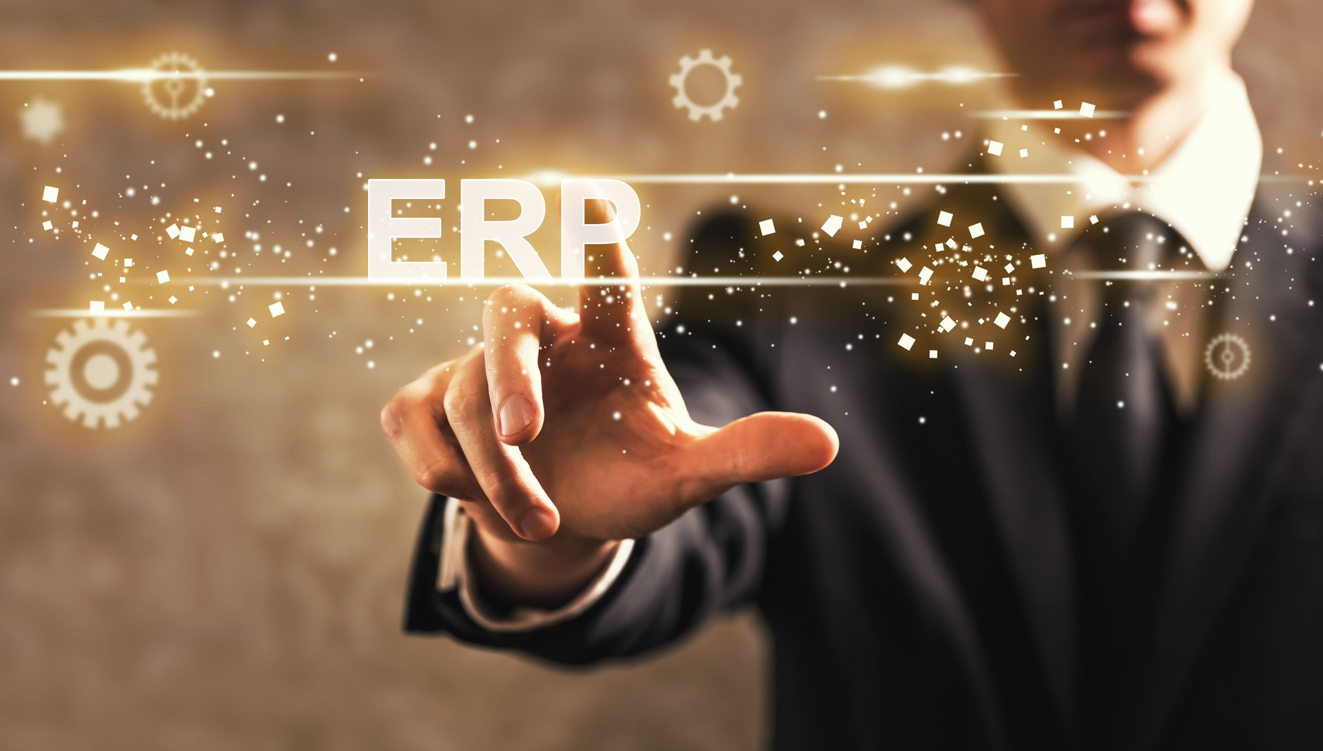 ERP text with businessman